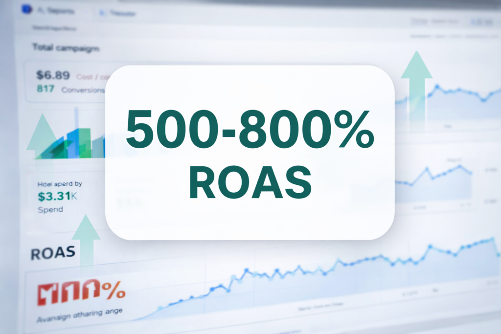 Google Ads campaign achieving 500–800 percent ROAS for a blinds and curtains business