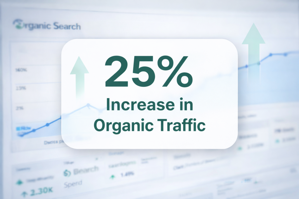 SEO campaign increasing organic traffic by 25 percent for a blinds and curtains company