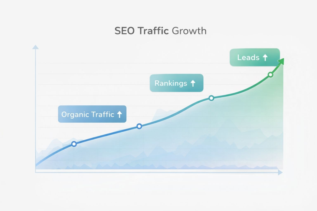 Organic SEO traffic growth for blinds business website